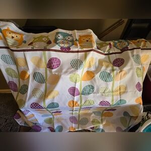 Colorful Owl Print Fabric Shower Curtain